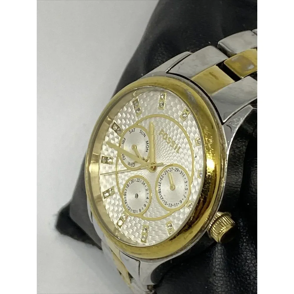 Fossil BQ1564 Unisex Two Tone Stainless Steel Analog Silver Dial Watch XX523